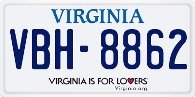 VA license plate VBH8862