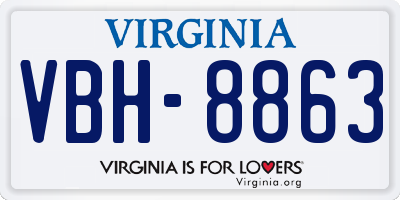 VA license plate VBH8863