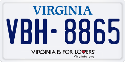 VA license plate VBH8865