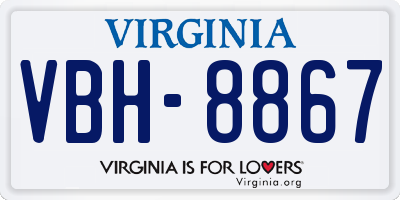 VA license plate VBH8867