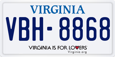 VA license plate VBH8868
