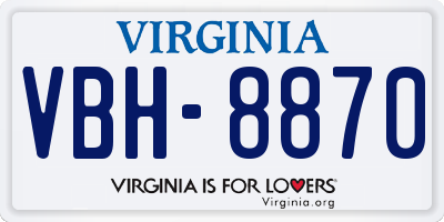 VA license plate VBH8870