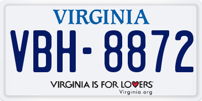 VA license plate VBH8872
