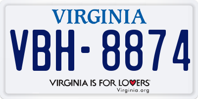 VA license plate VBH8874