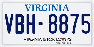 VA license plate VBH8875