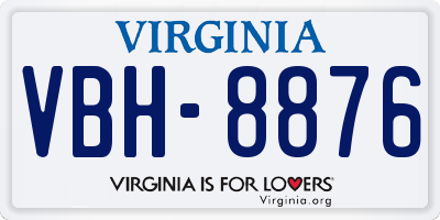 VA license plate VBH8876