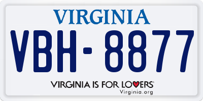 VA license plate VBH8877
