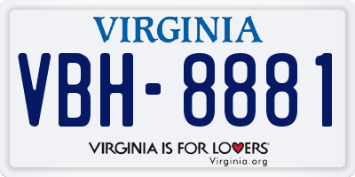 VA license plate VBH8881