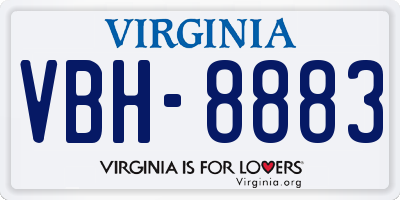 VA license plate VBH8883