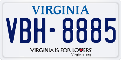 VA license plate VBH8885