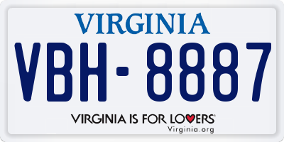 VA license plate VBH8887