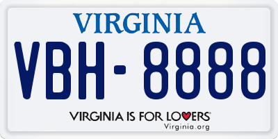 VA license plate VBH8888