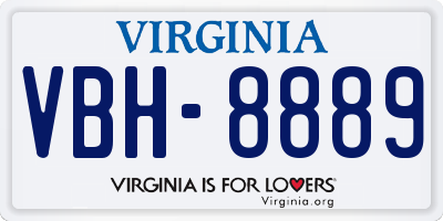 VA license plate VBH8889