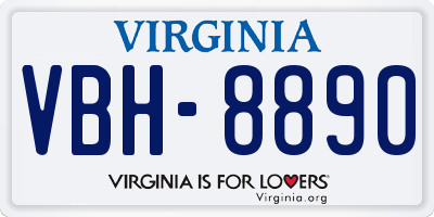 VA license plate VBH8890