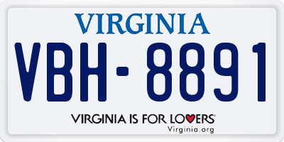 VA license plate VBH8891