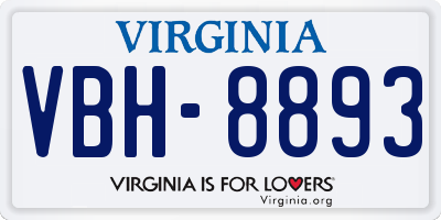 VA license plate VBH8893