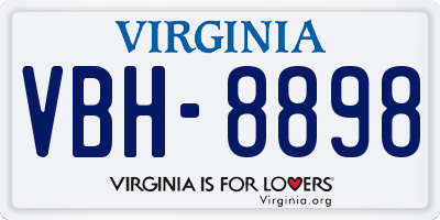 VA license plate VBH8898