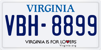 VA license plate VBH8899