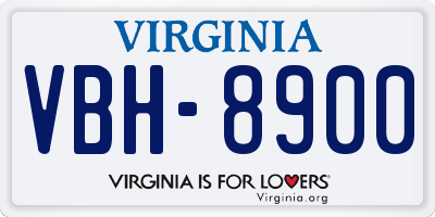 VA license plate VBH8900
