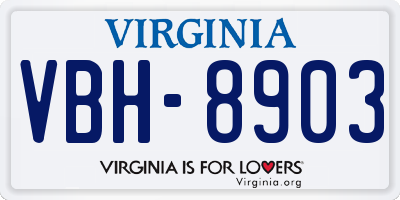VA license plate VBH8903