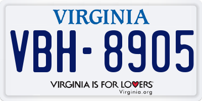 VA license plate VBH8905