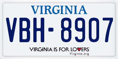 VA license plate VBH8907