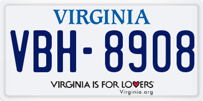 VA license plate VBH8908