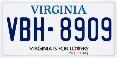 VA license plate VBH8909