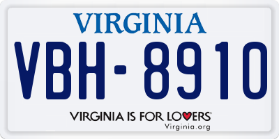 VA license plate VBH8910