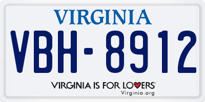 VA license plate VBH8912