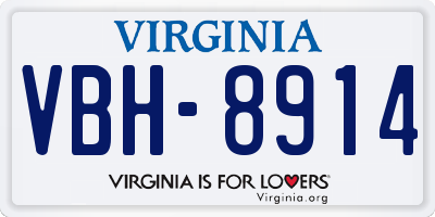 VA license plate VBH8914