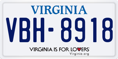 VA license plate VBH8918