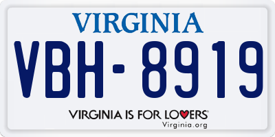 VA license plate VBH8919