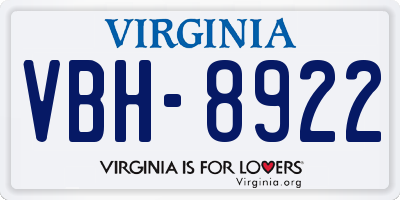 VA license plate VBH8922