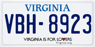VA license plate VBH8923