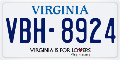 VA license plate VBH8924
