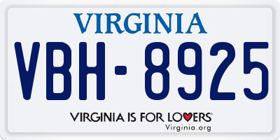 VA license plate VBH8925