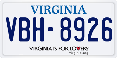 VA license plate VBH8926