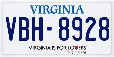 VA license plate VBH8928