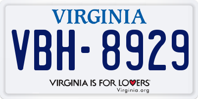 VA license plate VBH8929