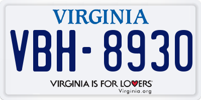 VA license plate VBH8930