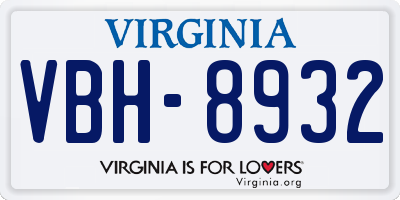 VA license plate VBH8932