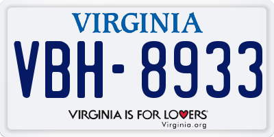 VA license plate VBH8933