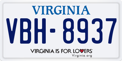 VA license plate VBH8937