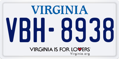 VA license plate VBH8938