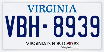 VA license plate VBH8939
