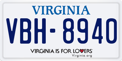 VA license plate VBH8940