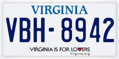 VA license plate VBH8942