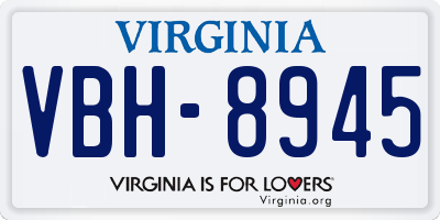 VA license plate VBH8945