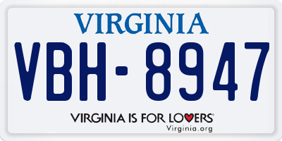 VA license plate VBH8947